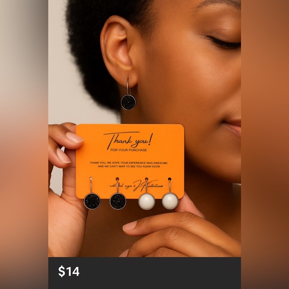 12mm Chic Black and White Earrings by - Picture 1 of 3